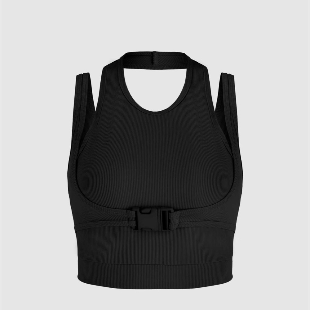 Solid buckle rib tank top